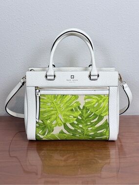 kate spade Perri Lane Romy Leather Satchel Monstera Leaf